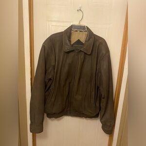 VTG Mirage Men's Brown Leather Bomber Jacket XL